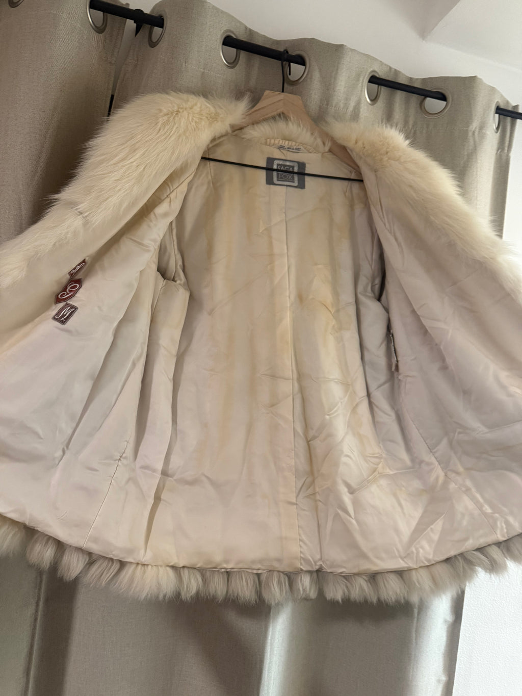 Luxurious Genuine Vintage Saga Fox Blue Fox and Shadow Fox Fur Coat