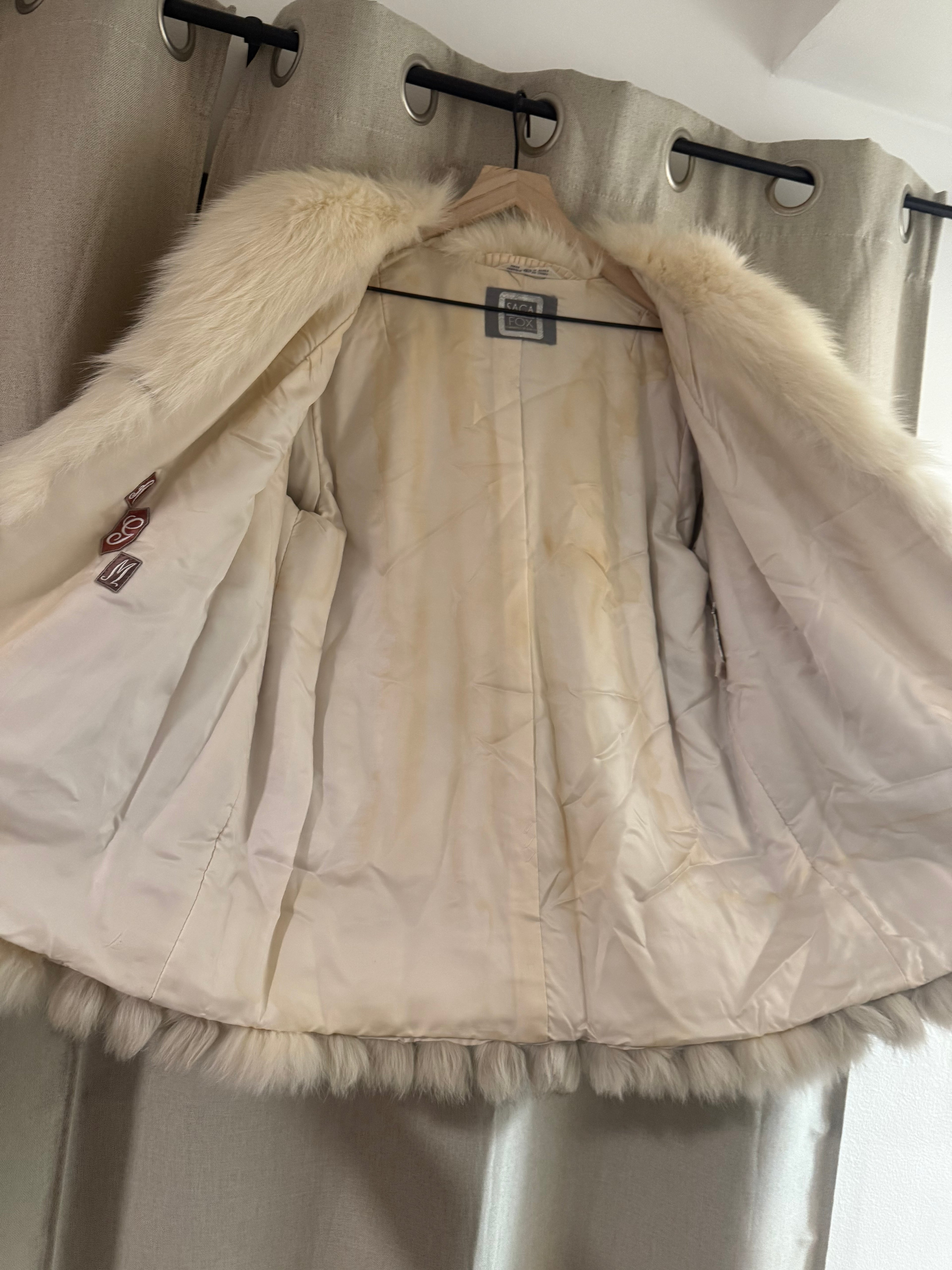 Luxurious Genuine Vintage Saga Fox Blue Fox and Shadow Fox Fur Coat