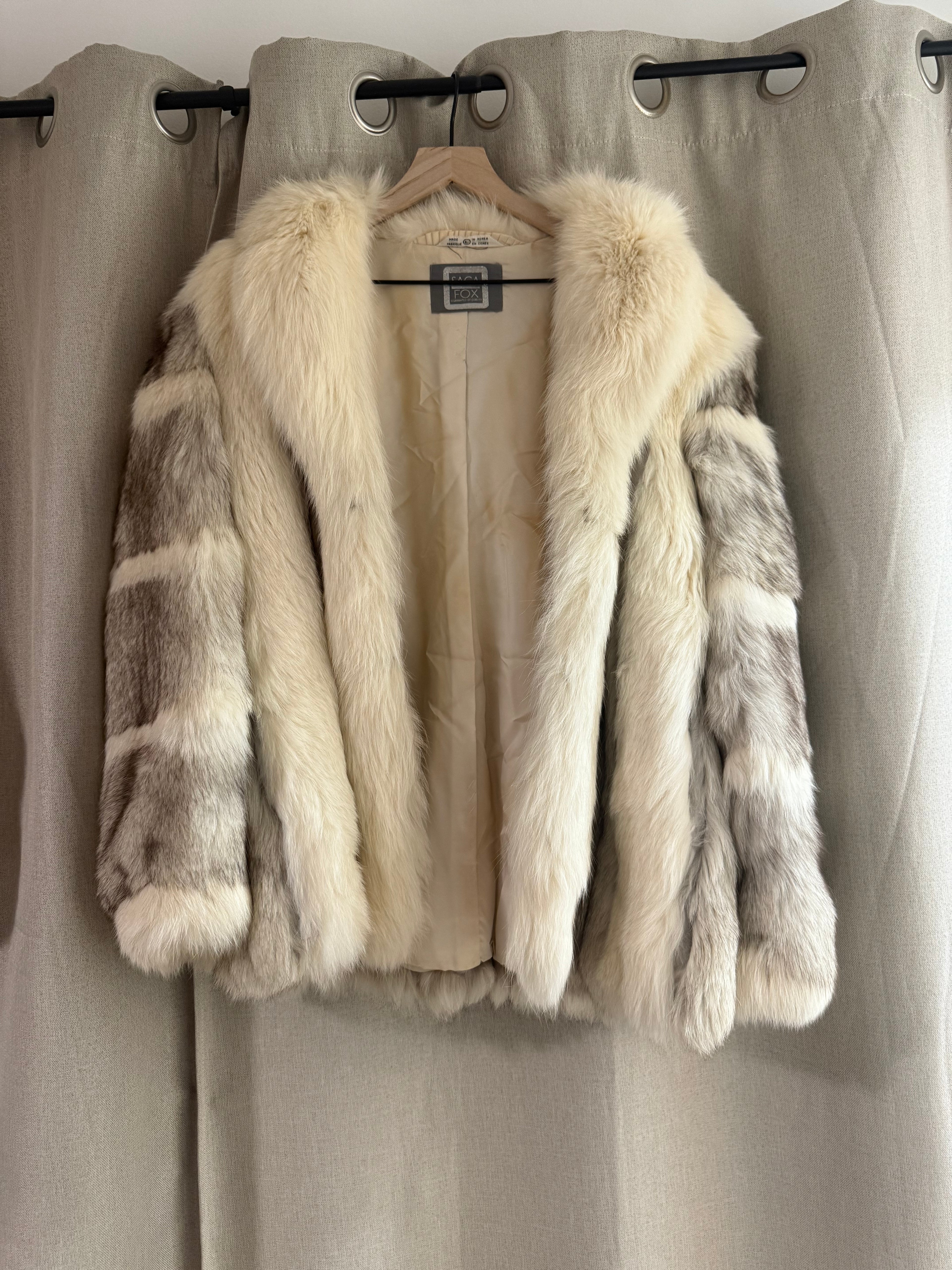 Luxurious Genuine Vintage Saga Fox Blue Fox and Shadow Fox Fur Coat