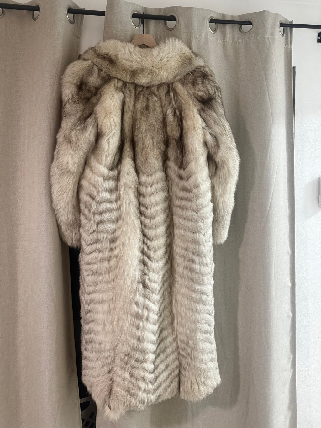 Luxurious Genuine Blue Fox Full Length Coat