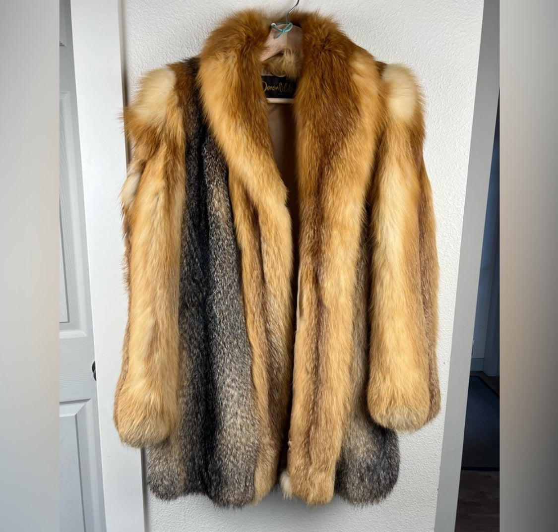 Luxurious Genuine Vintage Red Fox Fur Coat