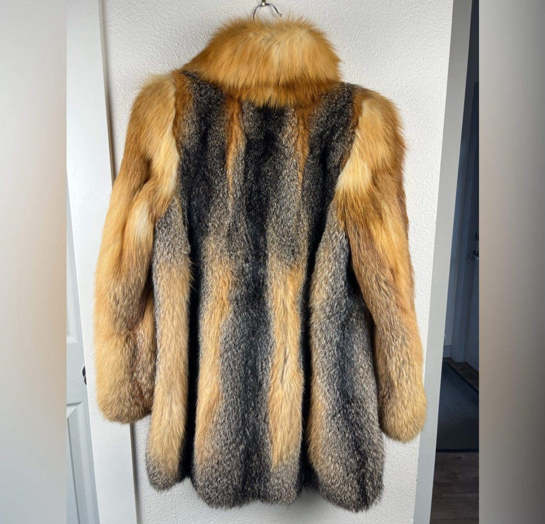 Luxurious Genuine Vintage Red Fox Fur Coat