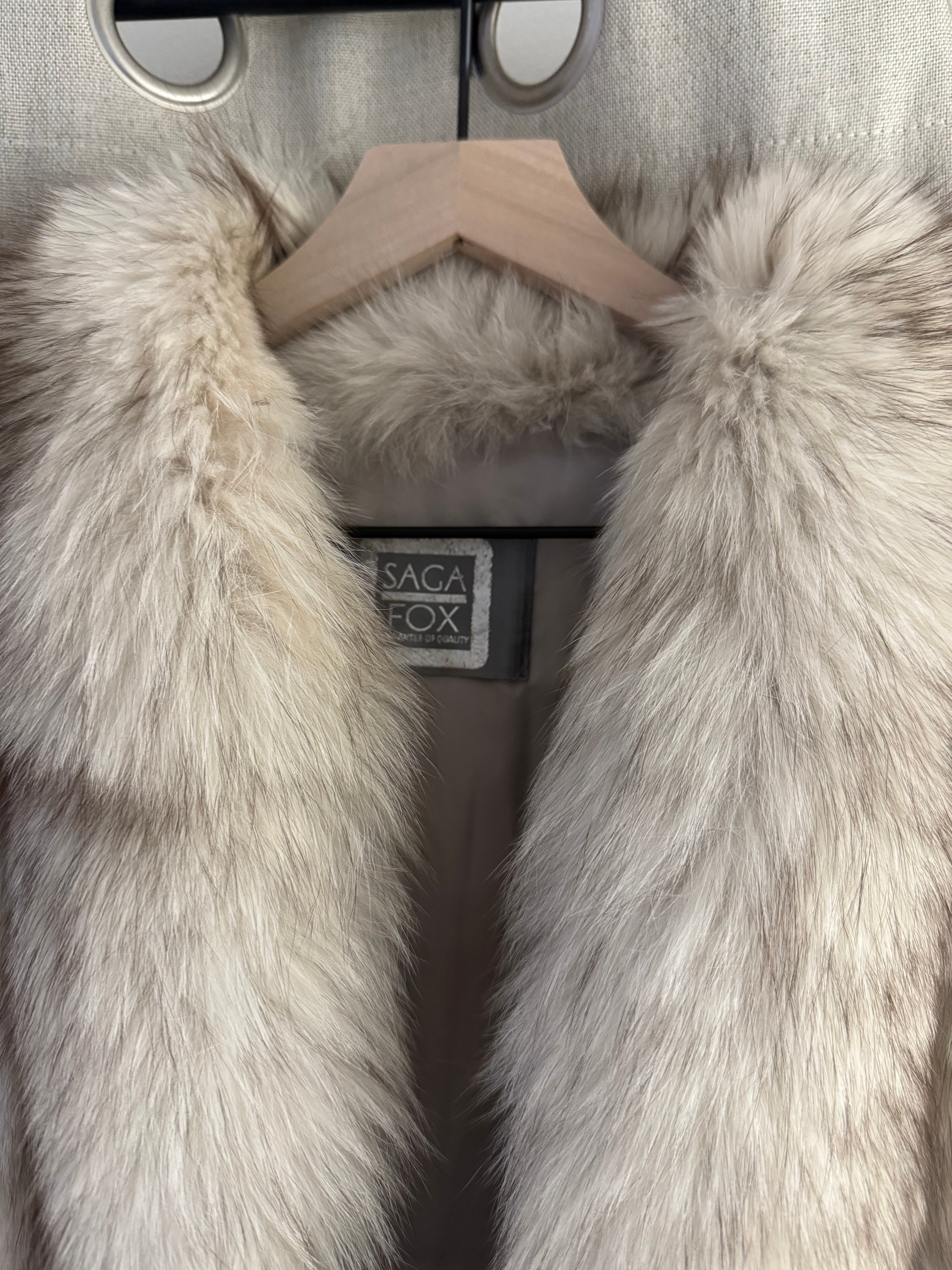 Luxurious Genuine Saga Blue Fox Fur Coat