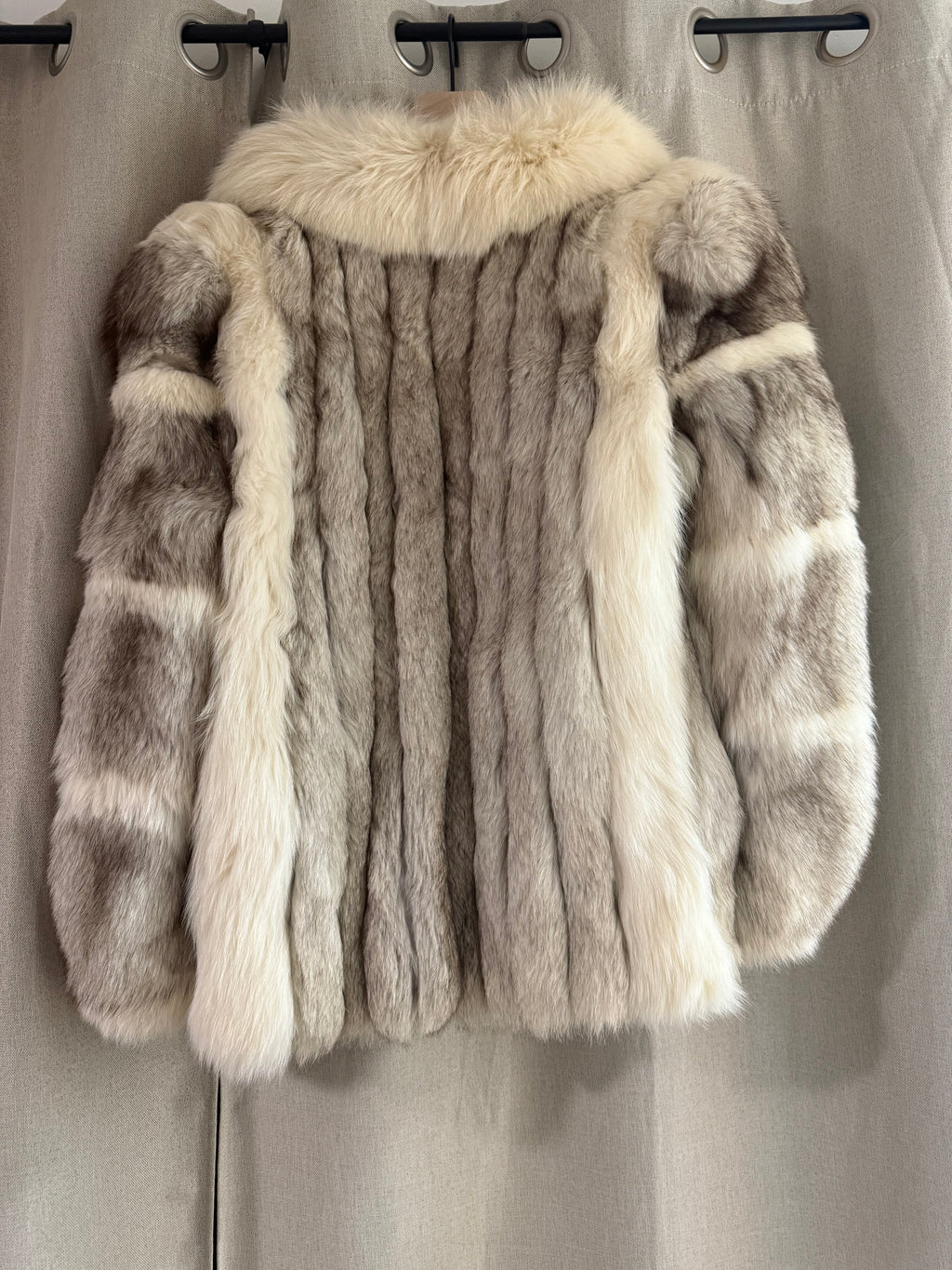 Luxurious Genuine Vintage Saga Fox Blue Fox and Shadow Fox Fur Coat