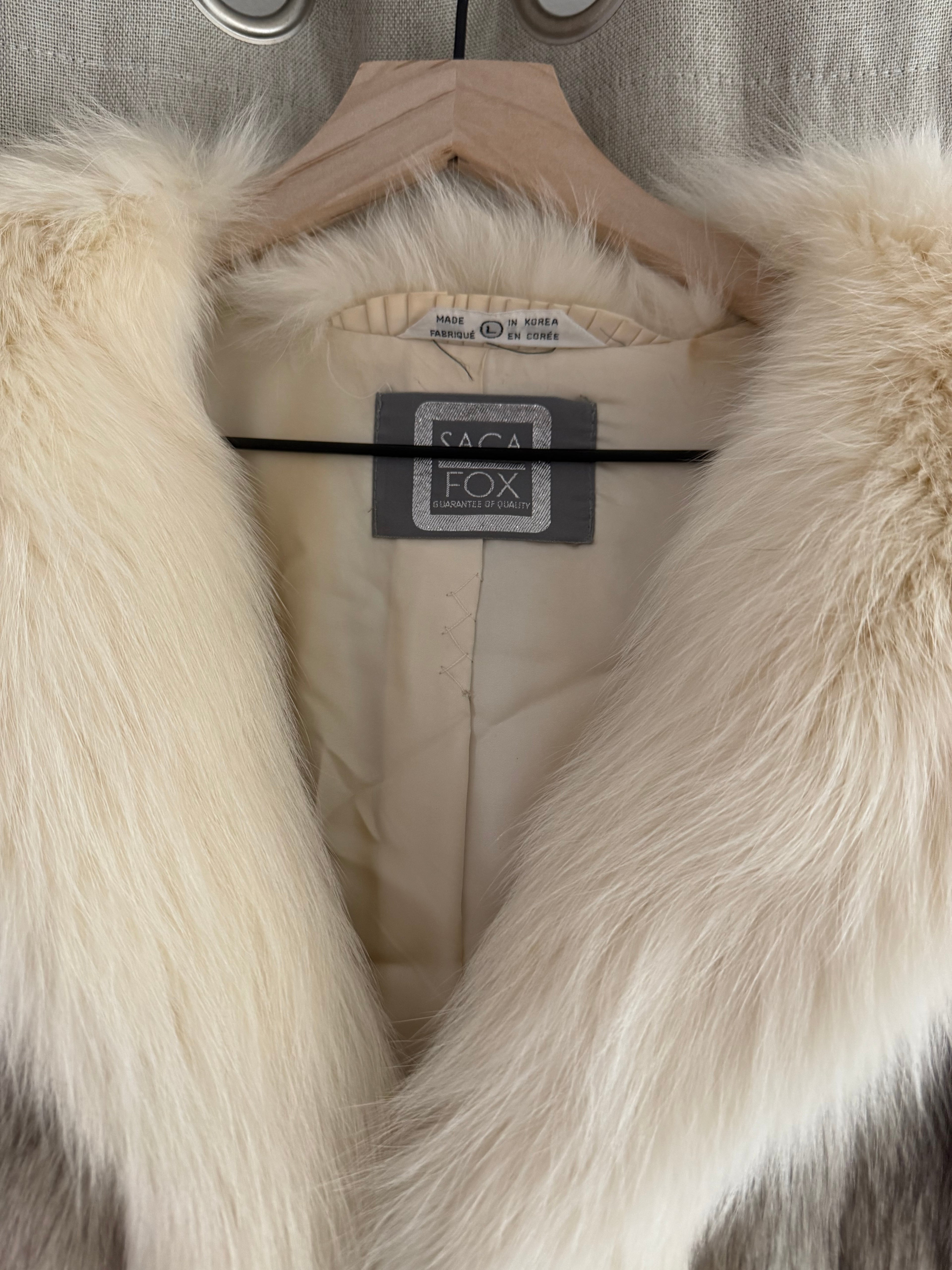 Luxurious Genuine Vintage Saga Fox Blue Fox and Shadow Fox Fur Coat