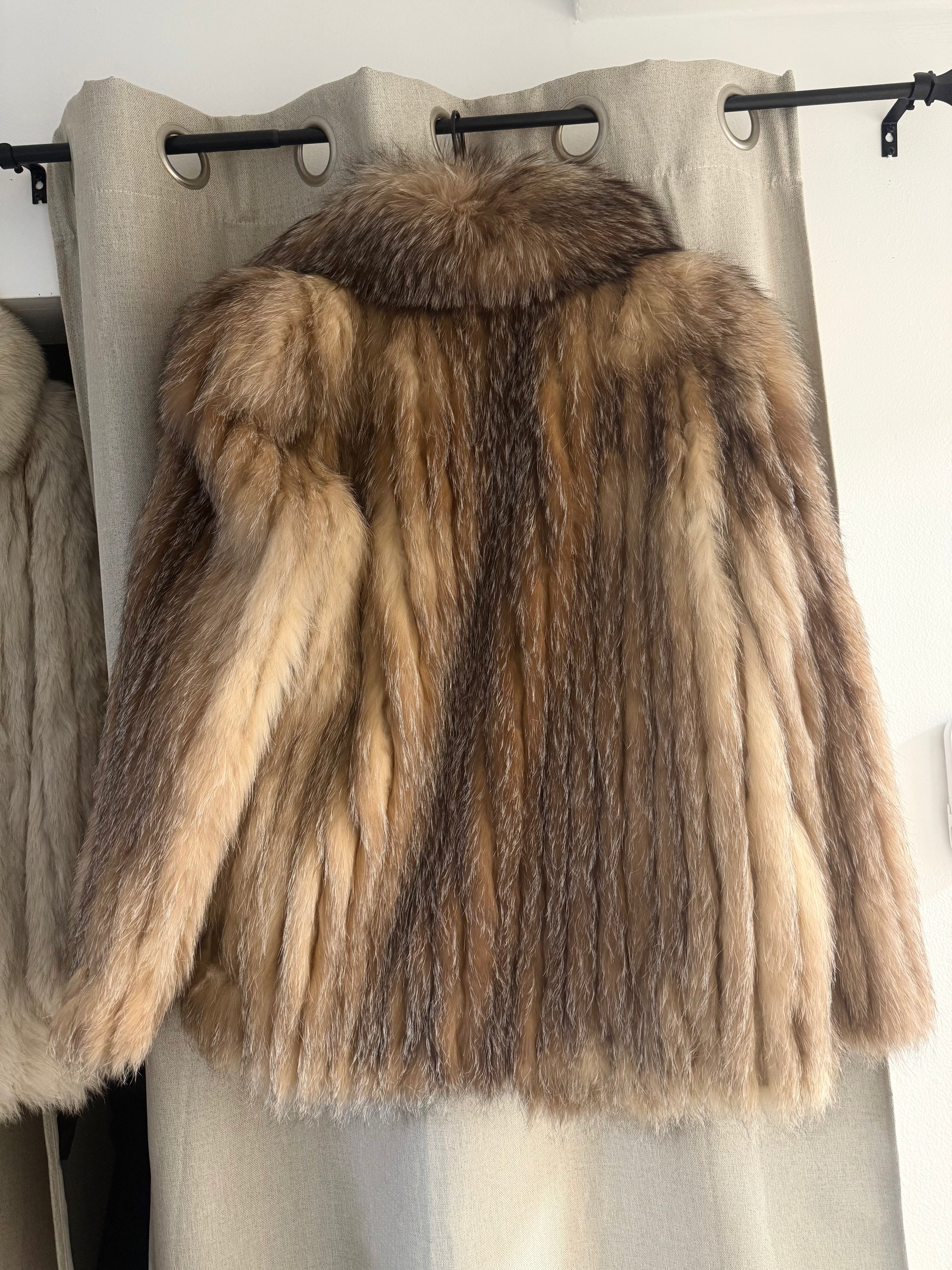 Luxurious Genuine Crystal Fox Fur Coat